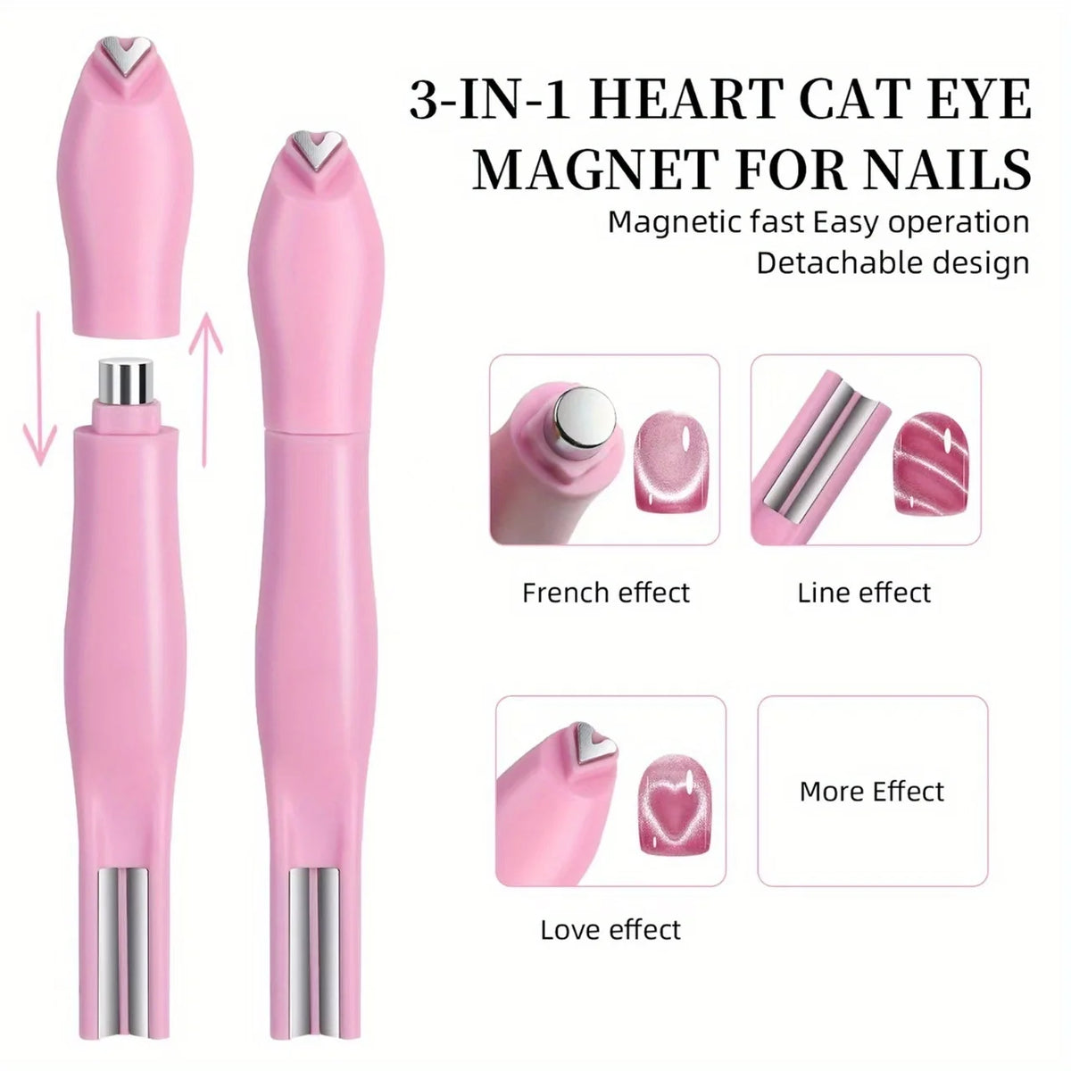 Snake Heart Magnet, Y-Shaped Dual Head Cat Eye Gel Nail Polish Magnet, Heart Shape Cat Eye Magnetic Vue