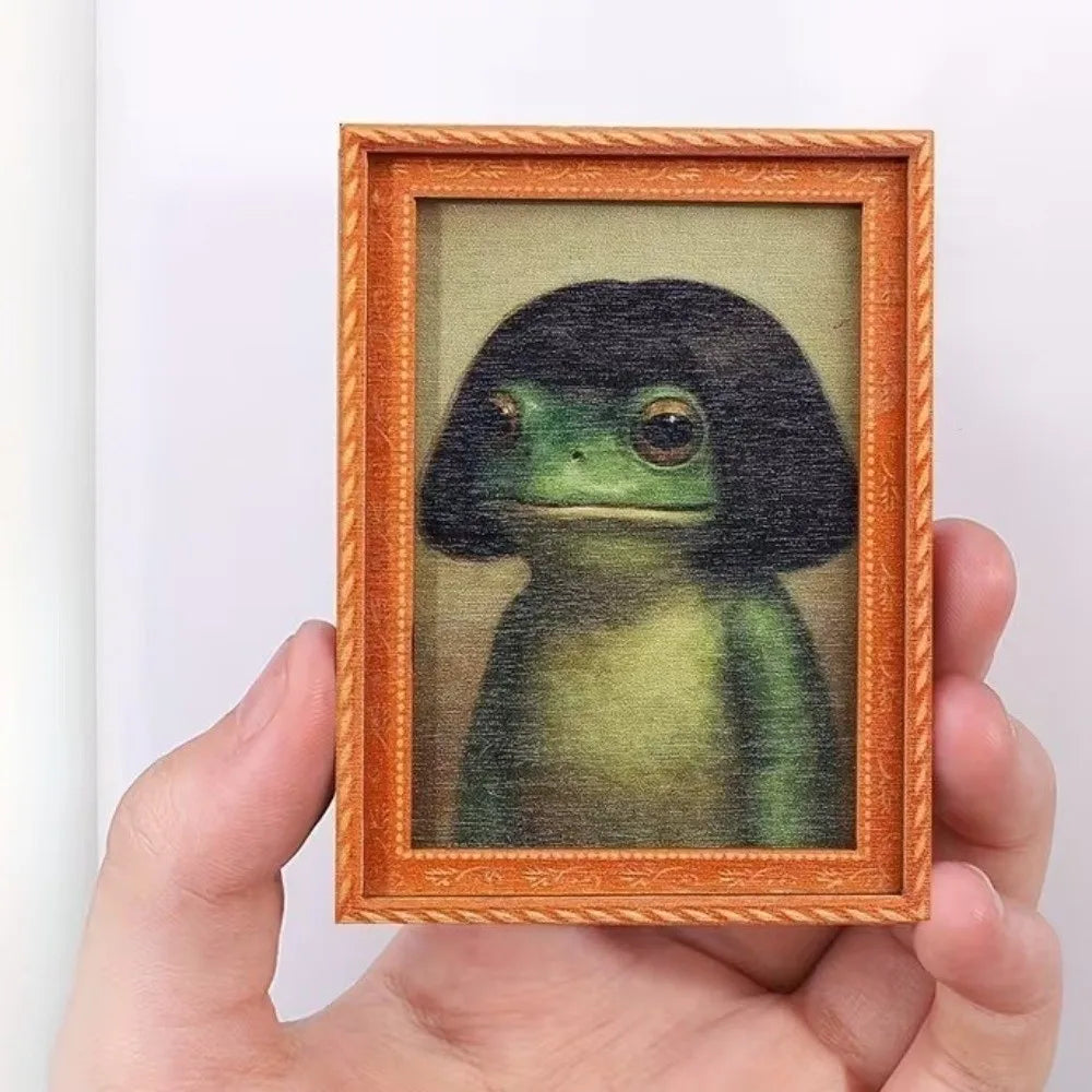 Cute Retro Frog Fridge Magnet Funny Decorative Photo Frame Fridge Magnet Wooden Artistic Style Mini Fridge Magnets Kitchen Use Vue