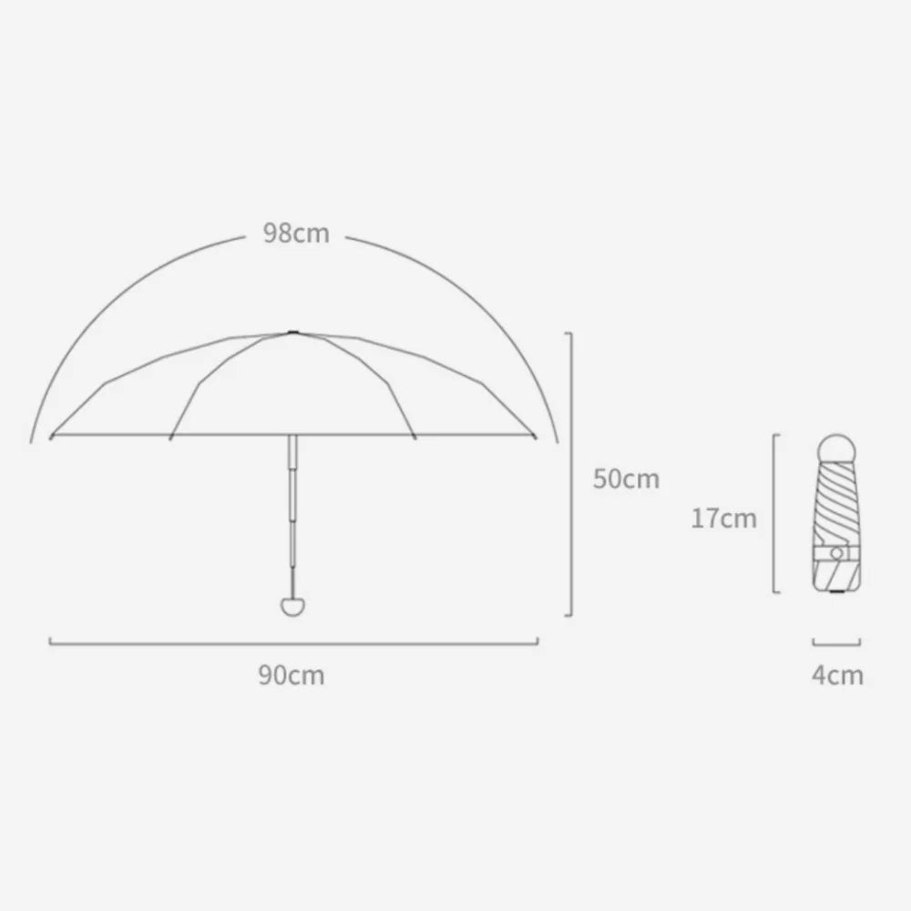 Mini Capsule Folding Umbrella UPF50+ Box Sun Rain Vinyl UV Sunshade