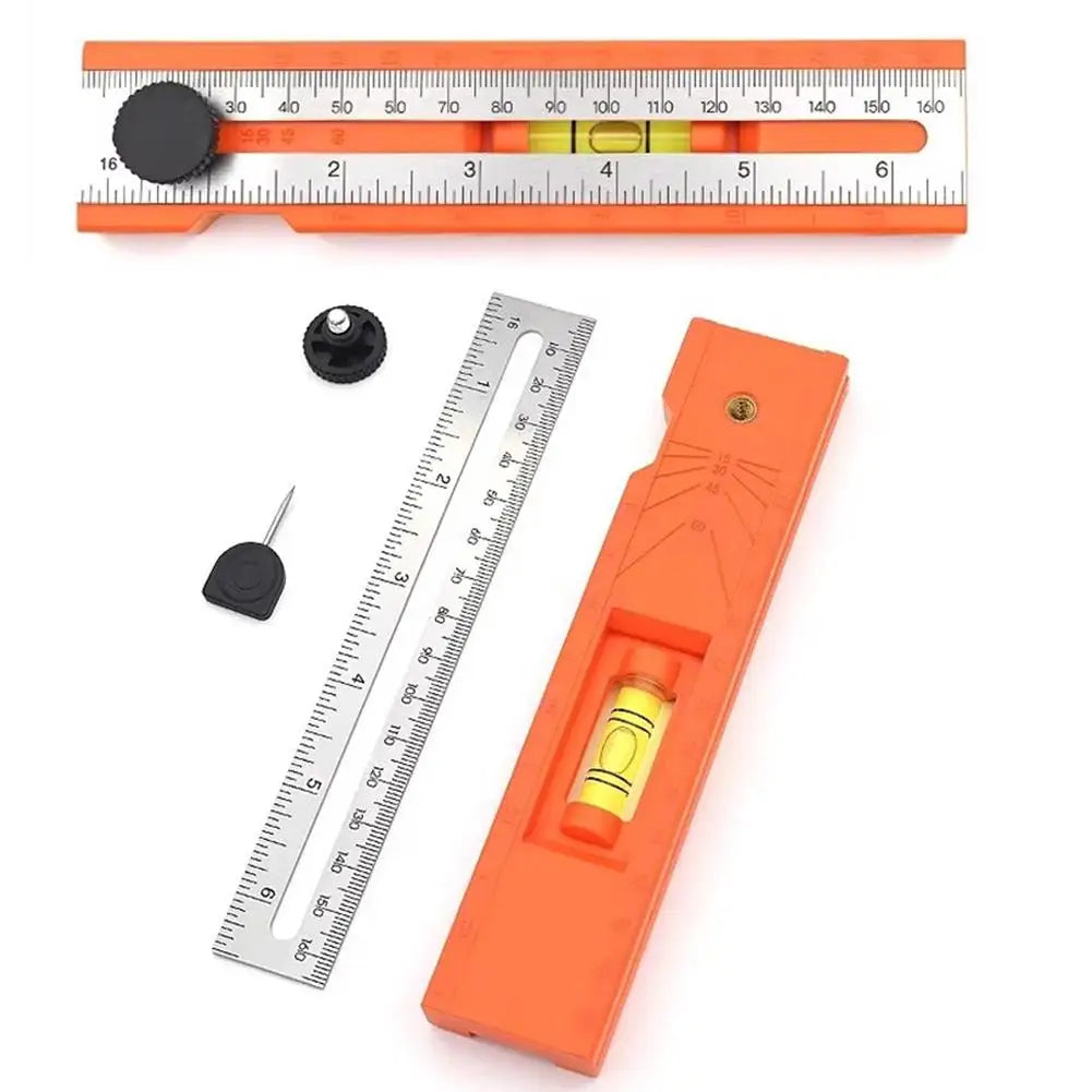 Multifunctional Angle Ruler, Precision Woodworking Protractor Level Measure Tool For Carpenter, 90/45 Degree With Depth Gauge Vue