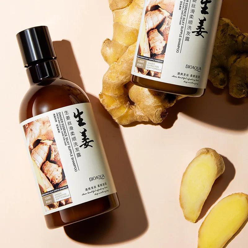 Ginger Silky Smooth Shampoo 250ml, Gently Cleanses Hair, Removes Dirt and Excess Oil, Moisturizes Hair, Helps Improve Dry and Frizzy Hair Texture, Leaves Hair Fresh and Flowing after Washing, Silky and Smooth, Suitable for Va Vue