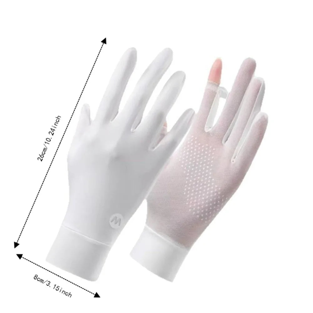 Touchscreen Breathable Sun Protection Gloves Non-Slip Stretchy Cycling Gloves Quick-Dry Lightweight Ice Silk Gloves Hiking Vue