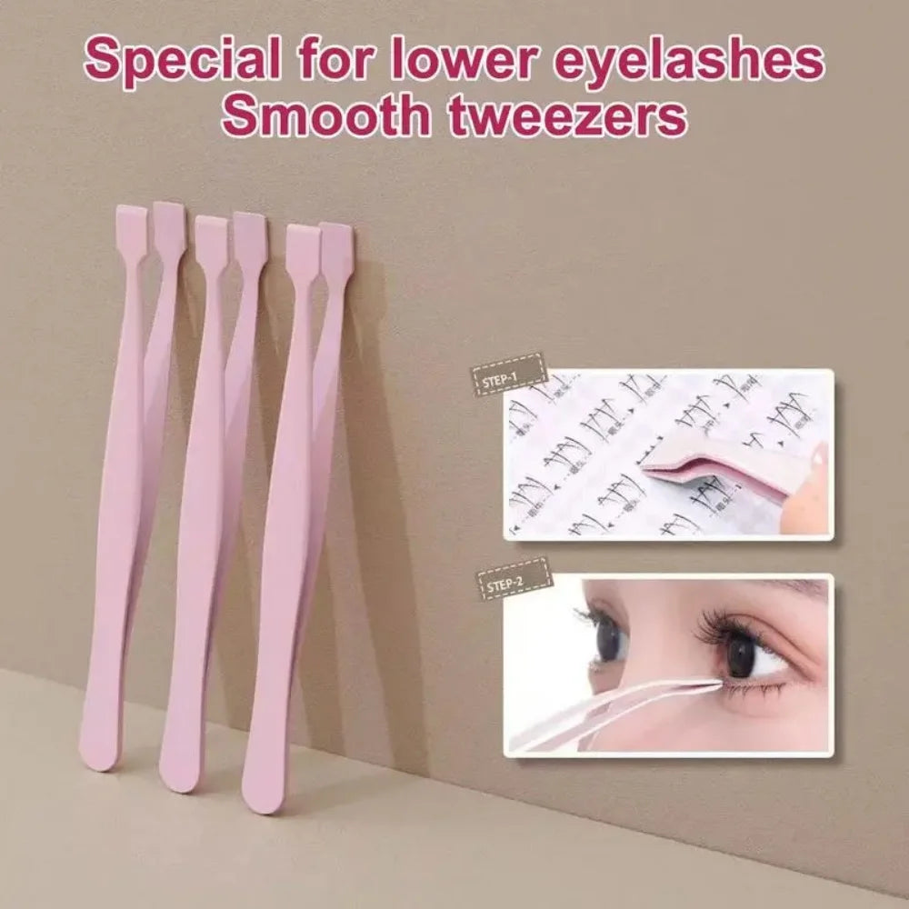 False Eyelash Tweezers Stainless Steel Upper Lower Eyelash Cluster Applicator Tweezers Lash Professional Makeup Tool for Travel Vue
