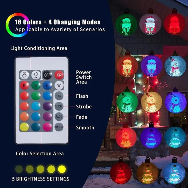 Christmas Themed LED Lighted PVC Clear Balloon Double Layer Inflatable Festive Ball for Outdoor Party Display Ornament Decor Vue
