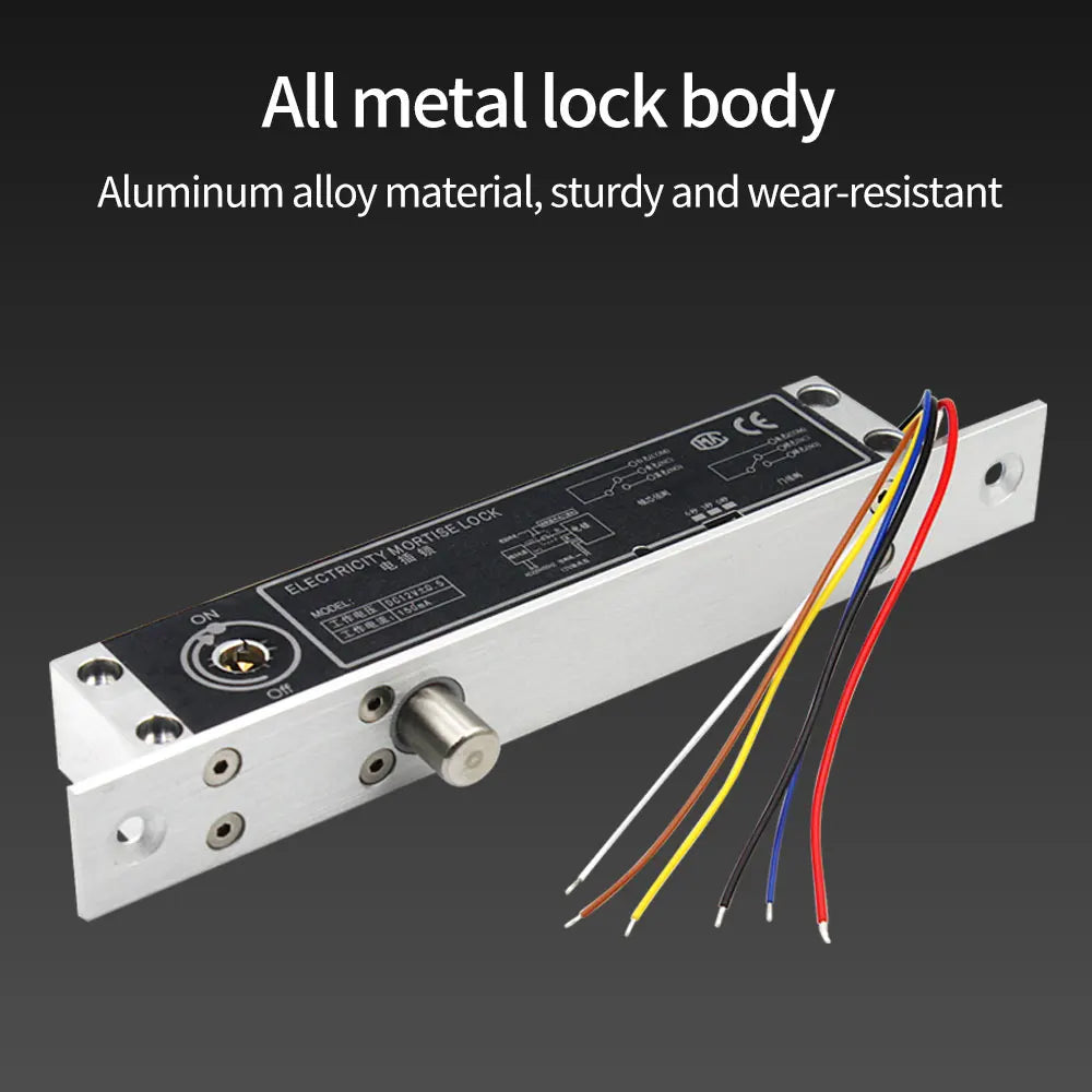 12V Fail Secure Electric Drop Bolt Lock for Electronic Door Access Control System Deadbolt Lock with Mechanical Key Time Delay Vue