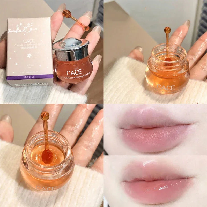 Cute Pot Lip Oil Fresh Cherry Honey Lip Balm Long Lasting Moisturizing Clear Lip Oil Liquid Transparent Gloss Makeup Cosmetics Vue Honey