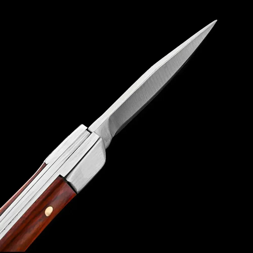 Wooden Handle Portable Sharp Cutter Rust-resistant Stainless Steel Outdoor Folding Cutter Multi-purpose High Hardness Vue