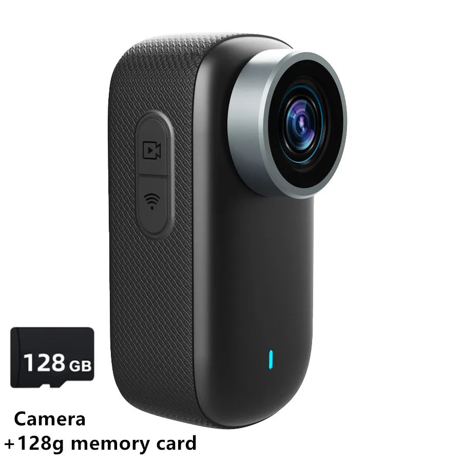 4K WiFi Bodycam Action Bike Camera Integrated Helmet Handlebar Motorcycle Road Sports Cam Battery Body Mini Thumb Camera Vue Black-128G