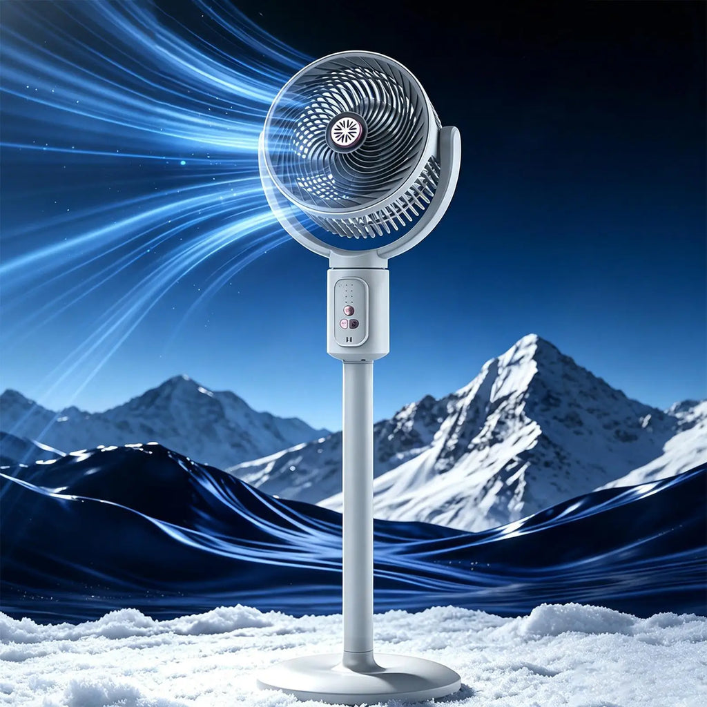 5-Speed Rechargeable Tower Fan Type-C Oscillating Standing Fan with Timer, Adjustable Height Portable Air Blower for Home Office Vue
