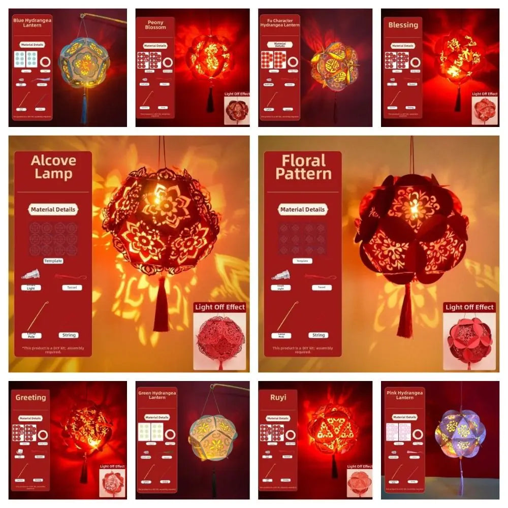 Hollow Out Design Hydrangea Paper Lantern Paper Craft Kit LED Glowing Light Glowing Flower Lamp Eco Friendly Material Vue