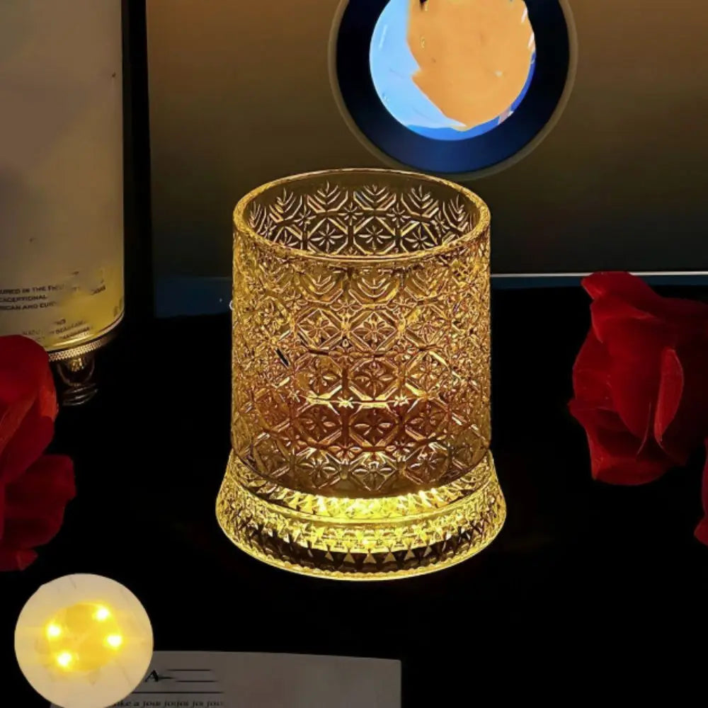 Unique 360 Degree Rotating Glass Wine Glass Transparent Thickened Drinking Glasses Glowing Base Crystal Relief Liquor Cup Gift Vue