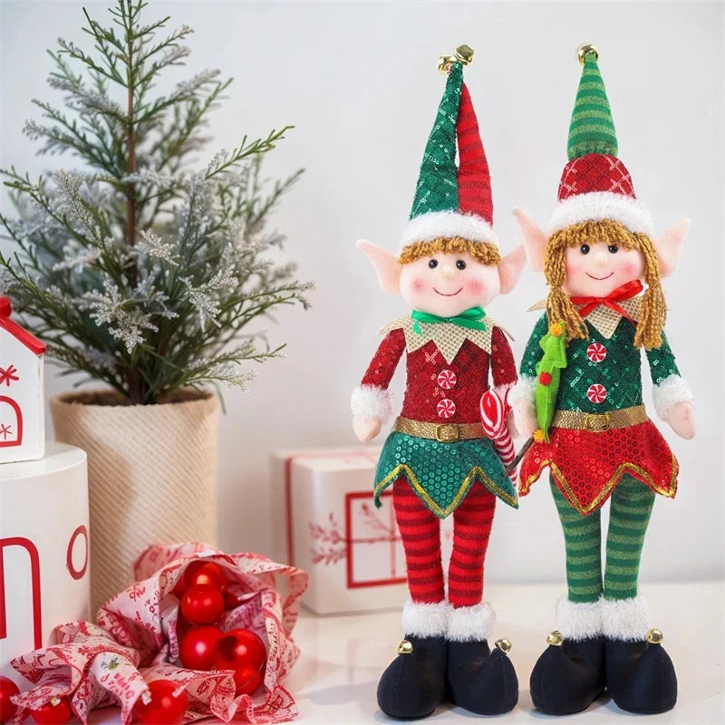 Fabric Standing Elf Plush Doll Christmas Party Centerpiece Table Decor Home Office Gift For Kids And Adults Cute Festive Accent Vue