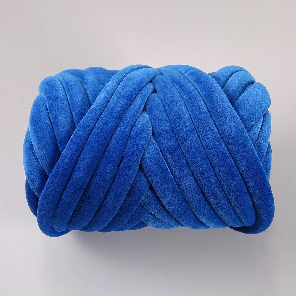 Bulky Diameter 3cm Thick Finger Loop Yarn Velvet 500g/Roll Chunky Yarn Hand Knitting Hand Woven Finger Circle Yarn Carpets Vue Sapphire Blue