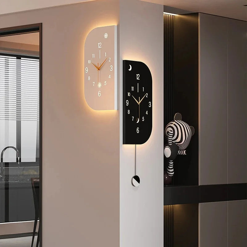 Modern Corner Double Sided Wall Clock High End Minimalist Design For Living Room Entryway Home For Couples Christmas Gift Vue