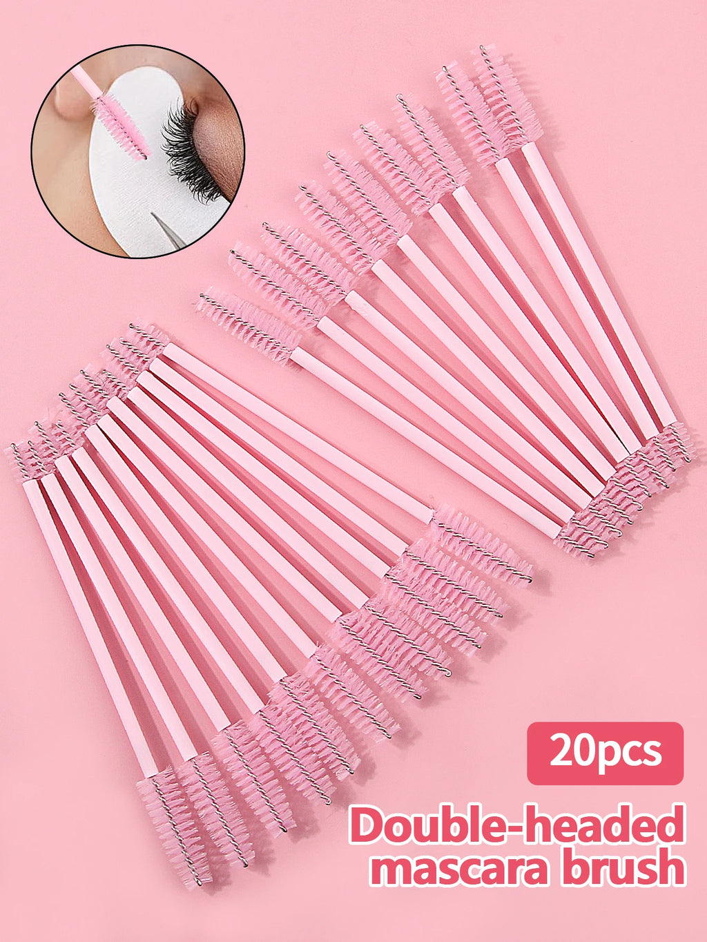 20pcs Flexible Double Ended Eyelash Brushes Eyebrow Brush Reusable Eyebrow Mascara Wands Spoolies Makeup Tools Vue