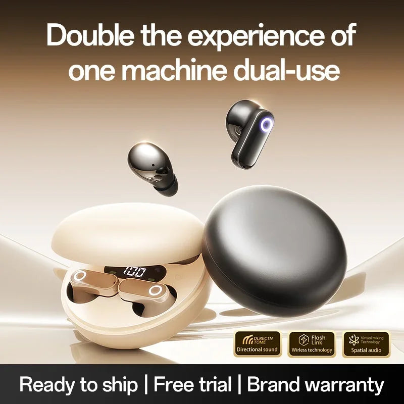 Wireless Earphones 2in1 Dual Use Bluetooth Earbuds Mini In-Ear Invisible Sleep Bluetooth Headphones Long Battery Digital Display Vue