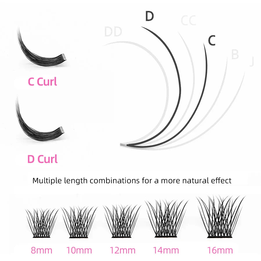 YUANZHIJIE DIY Easy-grafting Lash Extension Cosplay Premade False Eyelashes Cluster Natural Segmented Everyday Wear Eyelashes Vue