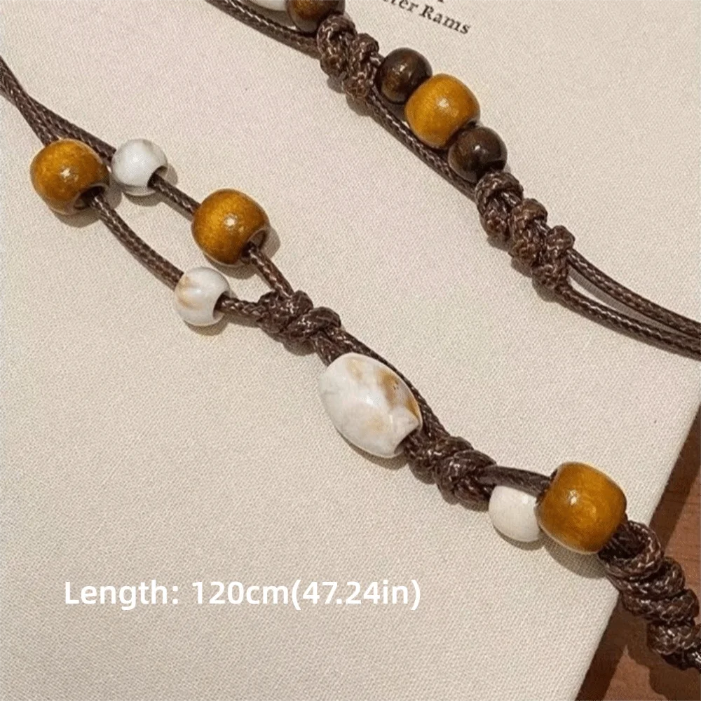 Ethnic Hand-woven Waist Chain Wooden Bead Adjustable Decorative Belt
