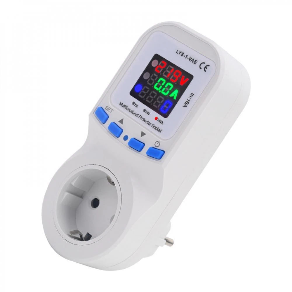 16A Large Screen Display Metering Socket 220V Overvoltage and Undervoltage Protector Electronic Multifunctional Protector Socket Vue