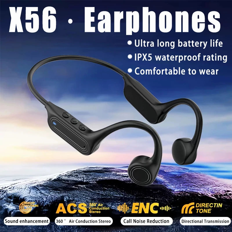 Bone Conduction Headphones Bluetooth 6.0 Wireless Open Ear Headphones With Mic Waterproof Headphones For Sports Running Vue