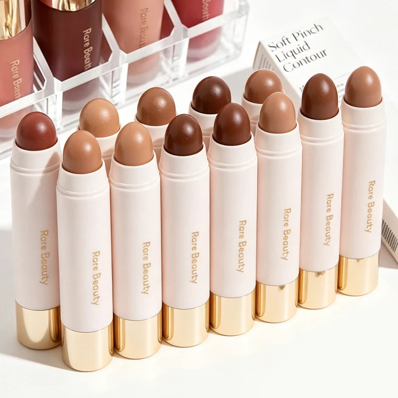 Rare Beauty Always Sunny Happy Sol Silky Three-dimensional Bronze Contour Stick Natural Matte Blusher Highlight Gloss Mirror Vue
