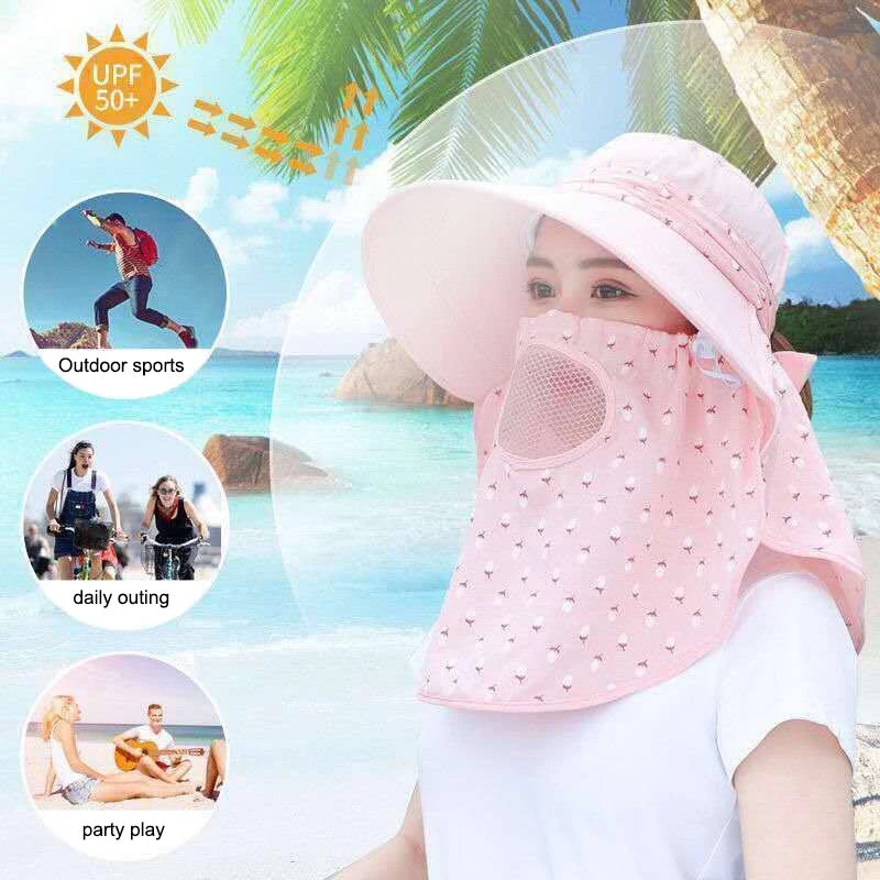 Sun Hat Female Summer Hat Cover Face Breathable Sun Hat All-match Summer Hat with Big Rim Anti-ultraviolet Cycling Sunhat Vue