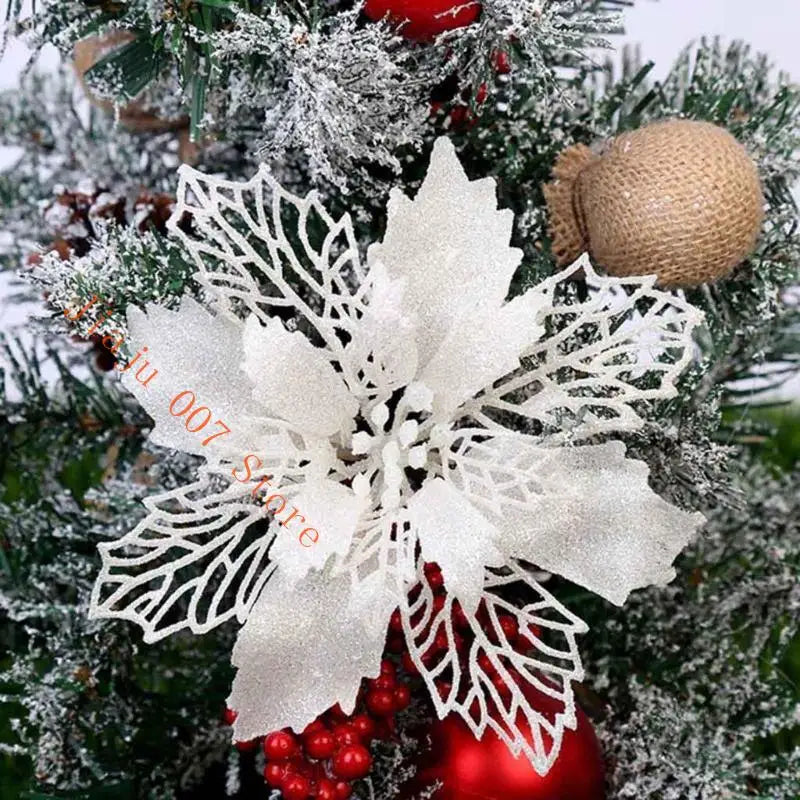 11cm Glitter Poinsettia Flower – Christmas Tree & Wreath Decor Christmas Floral Pick Vue