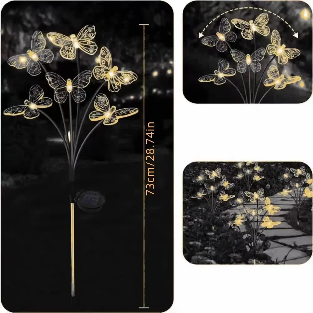 1PC 6LED Outdoor Solar Butterfly Garden Floor Light, Suitable for Garden, Courtyard, and Landscape Decoration Vue
