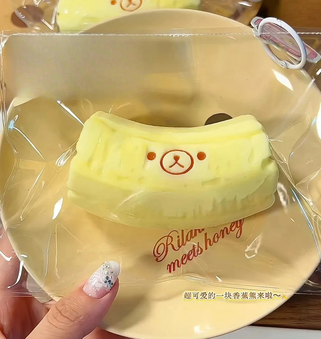 1/3Pcs Handmade Squishy with Butter Texture - Banana Bear Shaped to Relieve Stress - Food Grade Silicone S Vue 1pc