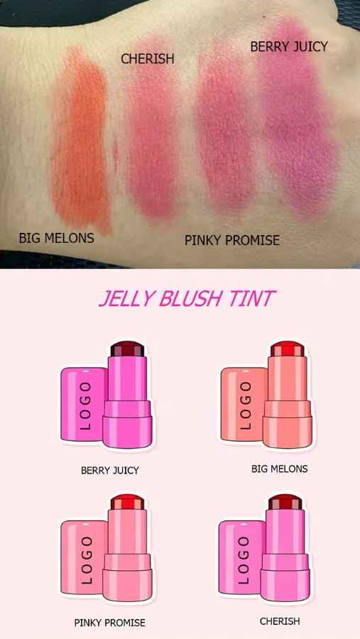 Jelly Blush Stick Tint Face Makeup Customized Logo Cruelty Free Private Label Jelly Blusher Magic Pink Rose Cheek Cosmetics Bulk Vue 50PCS your colors