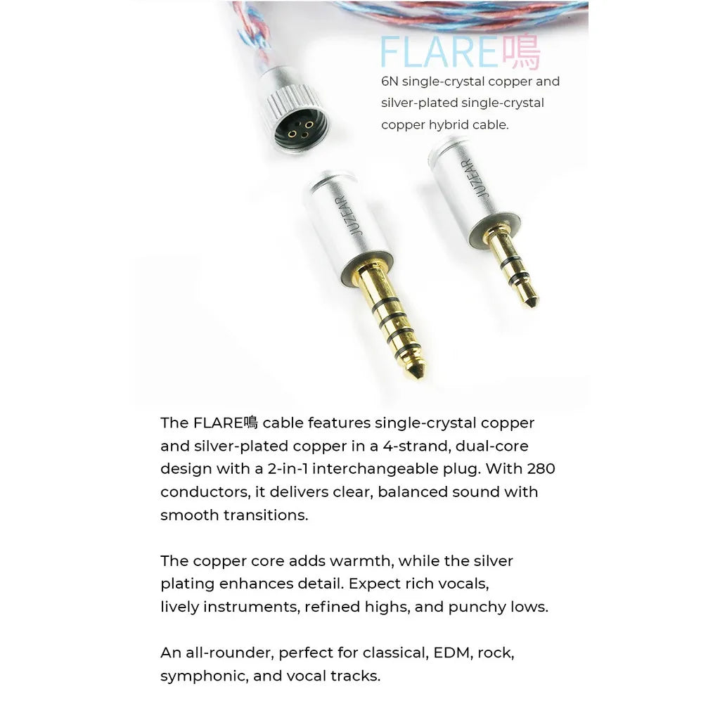 JUZEAR Flare 6N SPOCC SCCW IEM Upgrade Cable 3.5mm 4.4mm IEM Upgrade Cable Vue