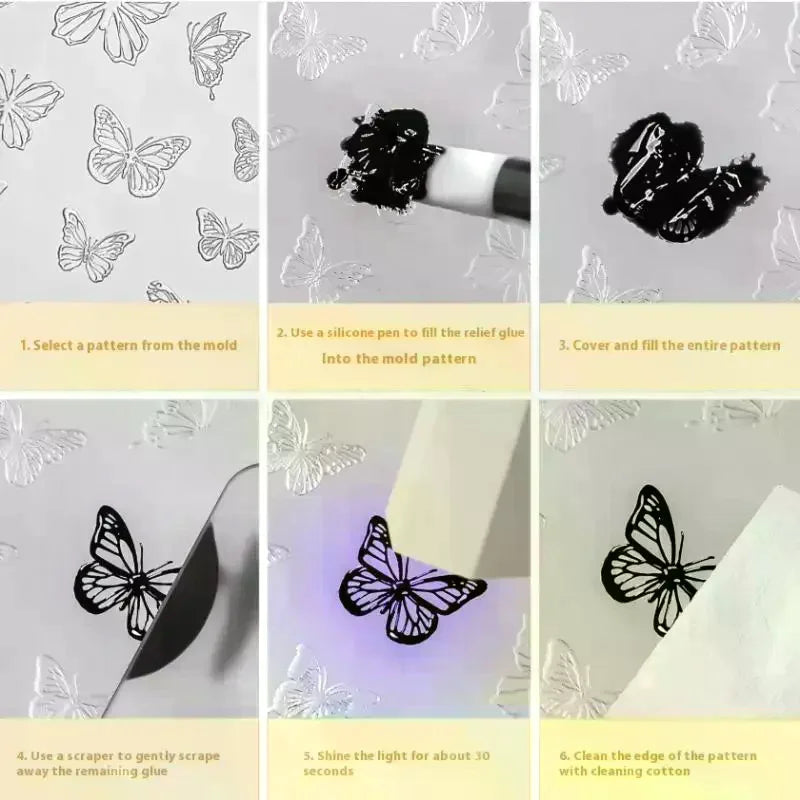 French Lace Nail Art Silicone Mold Beauty Nail Art Diy Handmade Tool Simple Line Reusable Silicone Mold Nail Decoration Stamp Vue