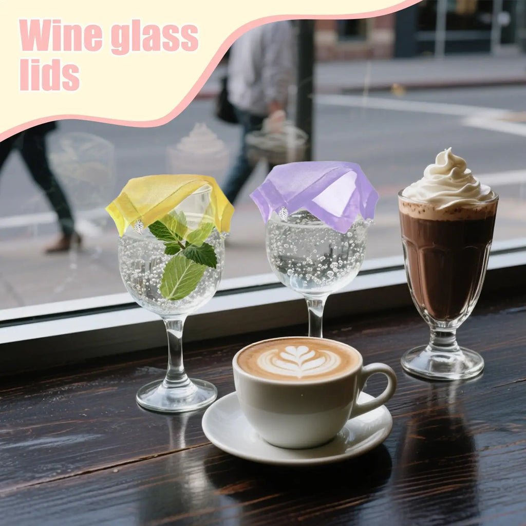 4pcs Breathable Drink Covers For Glasses Reusable Dust-Proof Cup Lids, Outdoor Picnic &Party E ssentials Wedding Restaurant Home Vue