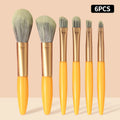 6PC Soft Hair Facial and Eye Portable Makeup Set Brushes - Vibrant Orange Portable Makeup Brush Set - Soft Hair Loose Powder, Bl Vue Gold