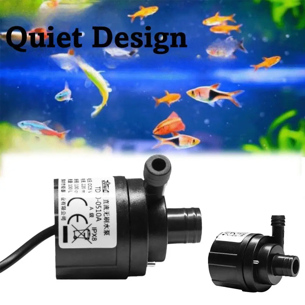 Brushless Motor Water Pump Energy Efficient Ceramic Shaft Aquarium Pump Silent Operation Amphibious Design for 2w/0.5w Vue 3V Black 2W