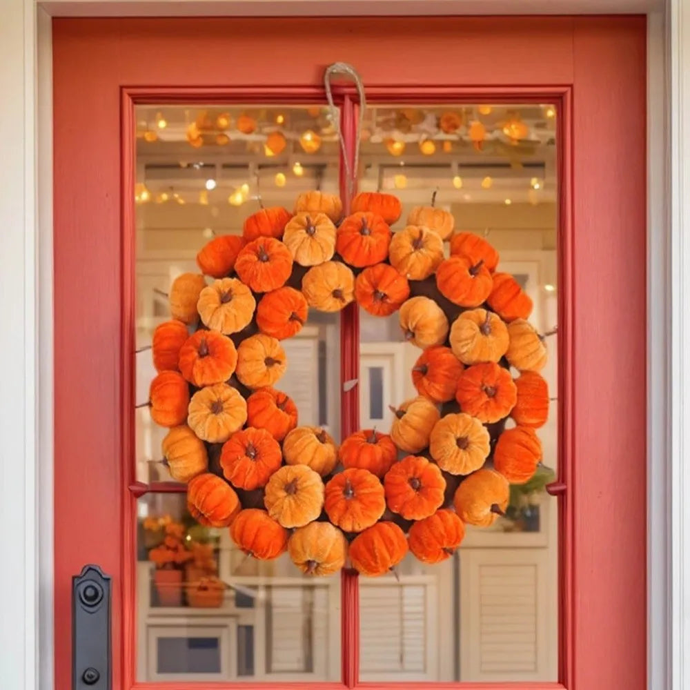 Harvest Festival Artificial Pumpkin Wreath Lifelike Appearance Simulation Autumn Pumpkin Wreath Orange Fall Harvest Wreath Vue