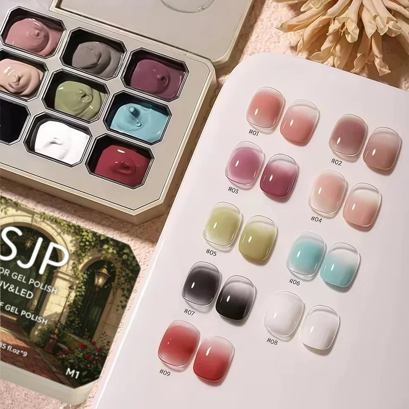 Nine-Grid Solid Gel Nail Polish, DIY Manicure Kit, Perfect Gift, Ideal for Nail Art, Easy-To-Use, Long-Lasting Finish Vue