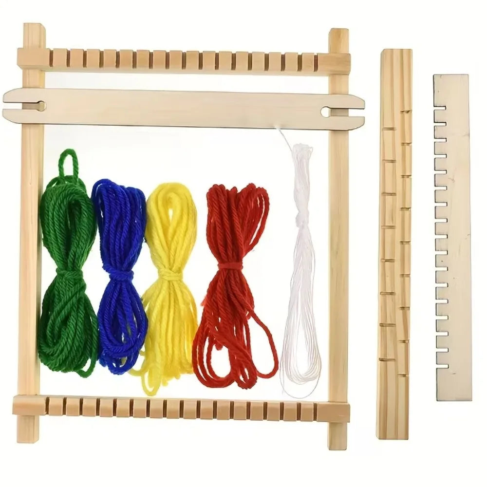 Durable Wooden Wooden Weaving Loom Mini Lightweight Hand-Knitting Machine Detachable Yarn Knitting Tools Educational Use Vue 8.27x6.50 in