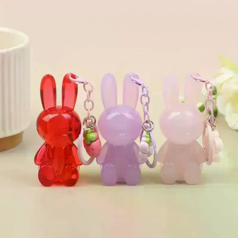 Empty Cute Bunny Shape Lip Gloss Tube Keychain Rabbit Refillable Lip Glaze Container Cosmetic Packaging Bottle With Pendant Vue