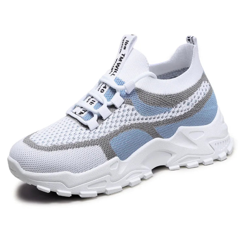 Women's Breathable Mesh Chunky Sole Casual Sneakers Casual Sneakers Vue G-JM291-White blue 41