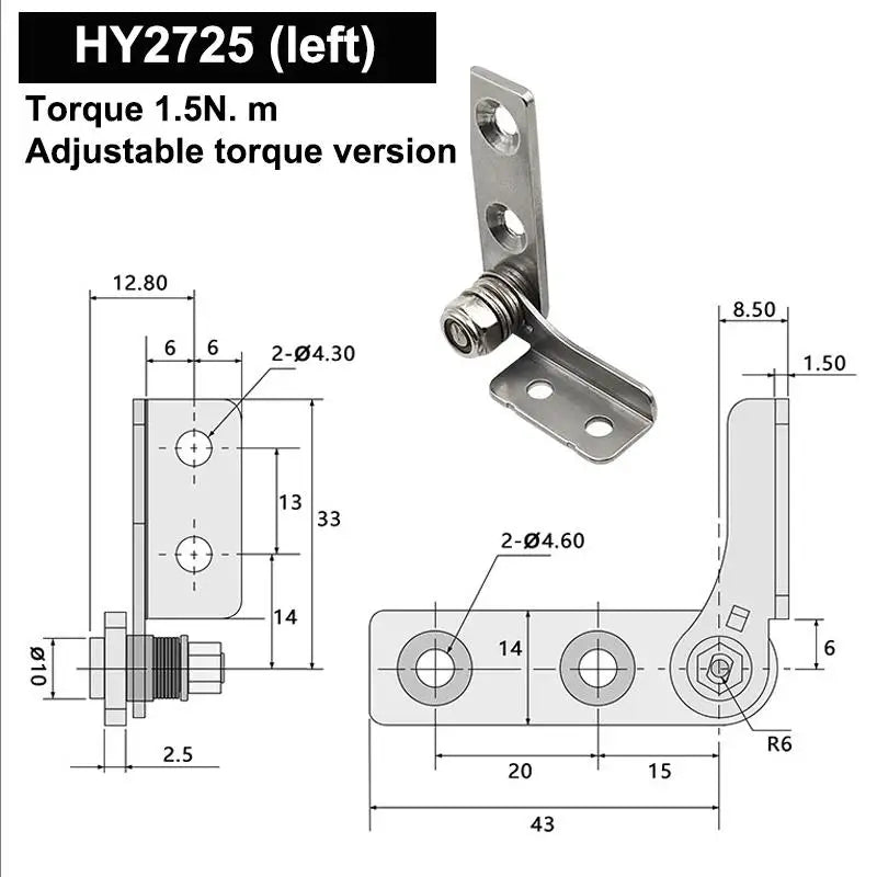 1Pc Adjustable Arbitrary Hinge Stop 304 Stainless Steel Damping Hinge Positioning Shaft for Frameless Use Vue A13