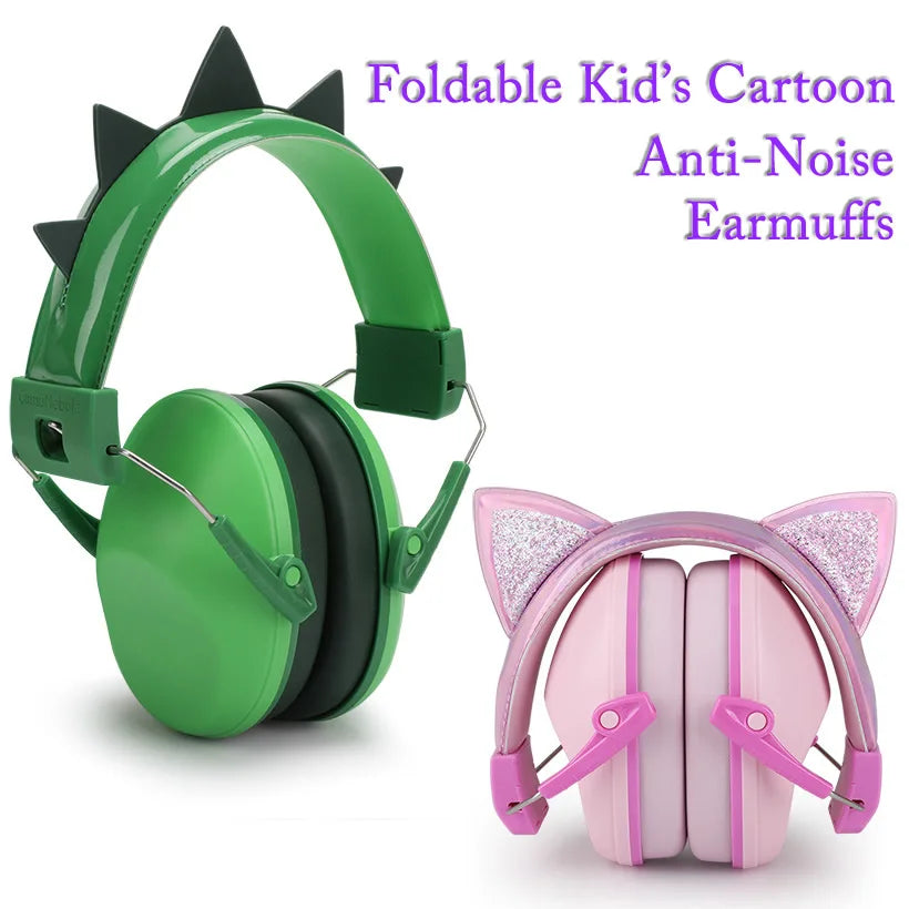 Cute Children Anti-Noise Earmuffs Pink Cat Ears Kid Hearing Protection Adjustable Ear Protector For Study Sleep Noise Cancelling Vue
