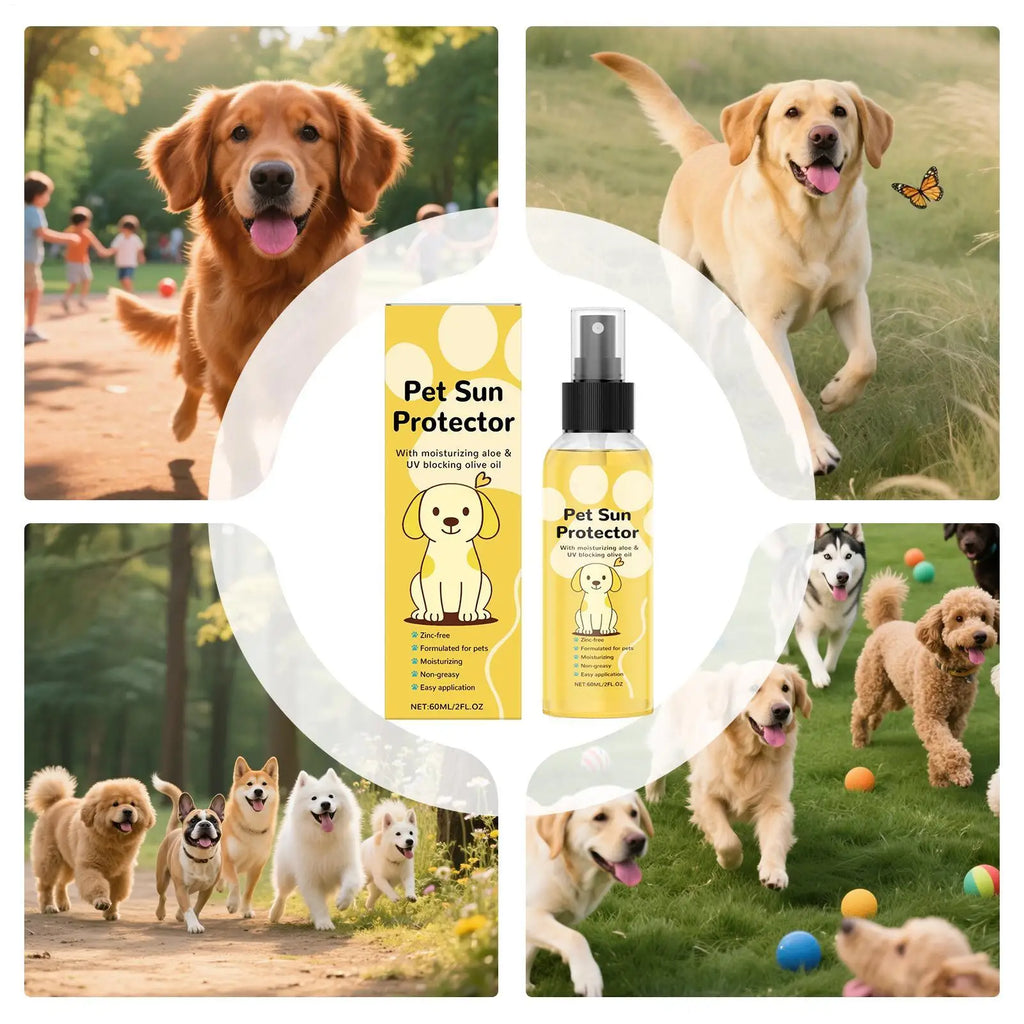 60ml Natural Dog Sunscreen Spray UV Protection Moisturizing for Hot Weather Outdoor Hiking Trip Swimming Beach Daily Pet Use Vue