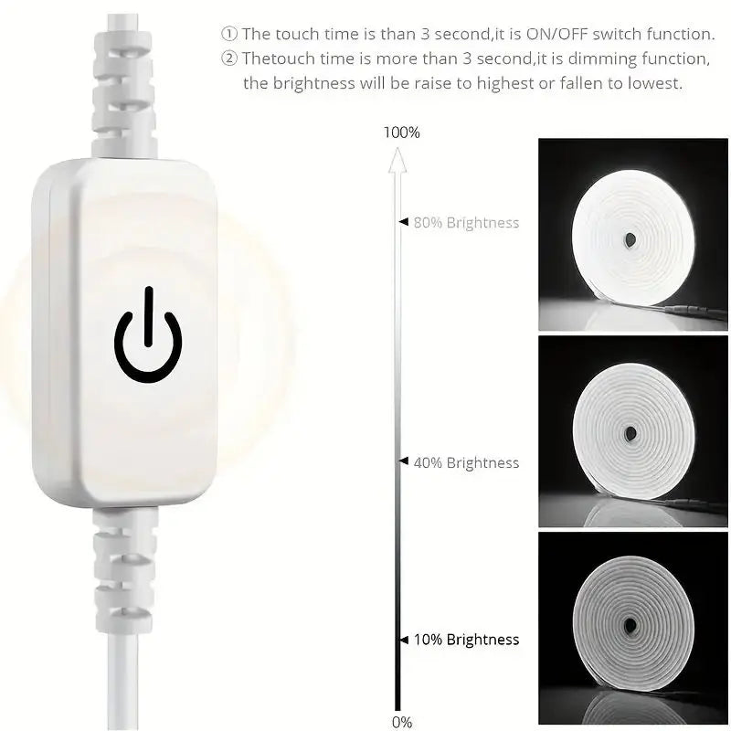 USB 5V LED Neon Light Touch Switch Waterproof Dimmable Strip Lamp Flexible Indoor Ambient Lights For Bedroom DIY Decor Lighting Vue