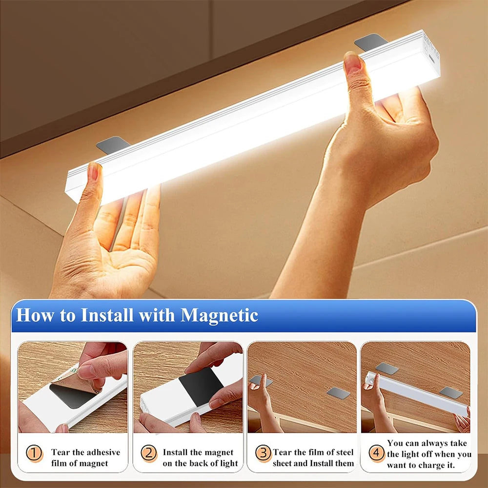 Portable LED Bar Light Motion Sensor Night Lights Rechargeable Staircase Backlight Cabinet Wardrobe Lighting for Hallway Bedside Vue