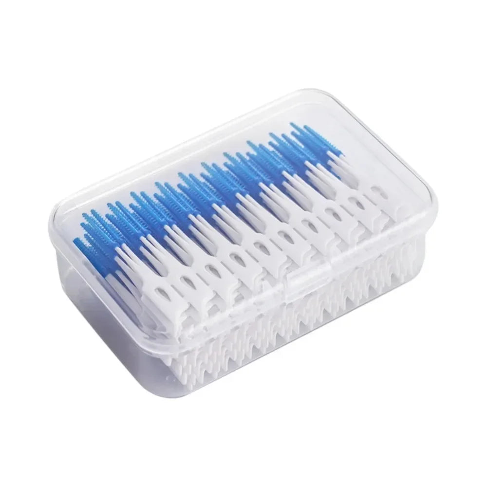 oral cleaning teethbrushes, silicone toothpicks, string, Toothpicks between teeth silicone toothbrushes Vue M77 blue-120pcs