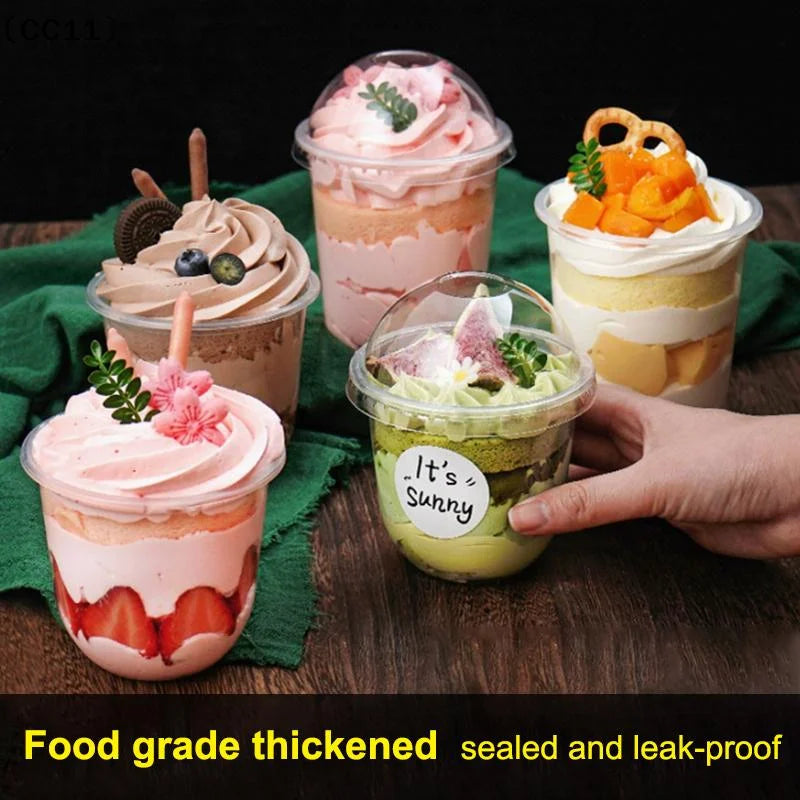 Plastic Salad Dessert Cups 50Pcs 250ML 300ML 360ML 500ML Disposable Clear Bowls For Catering Event Food Serving Vue