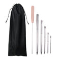 6-Piece Stainless Steel Rope Splicing Tool Kit Smooth Surface 0.24-0.59in Needles+Pusher for Boat/Paracord/Climbing Rope DIY Vue black