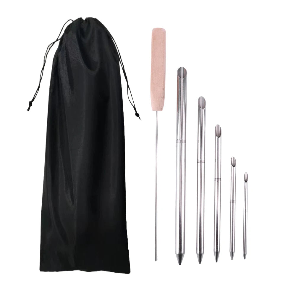6-Piece Stainless Steel Rope Splicing Tool Kit Smooth Surface 0.24-0.59in Needles+Pusher for Boat/Paracord/Climbing Rope DIY Vue black