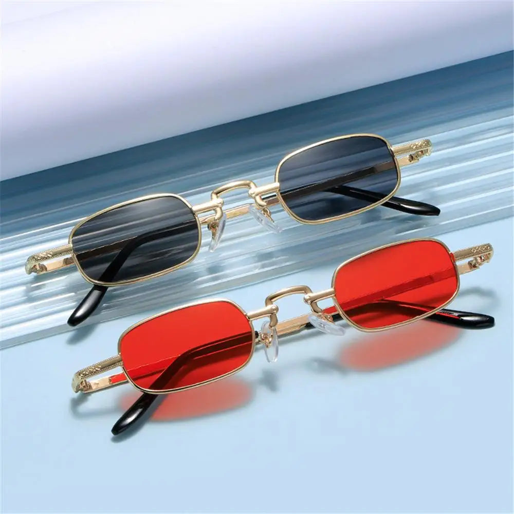 Small Rectangle Sunglasses Women Men Retro Metal Frame Punk Sun